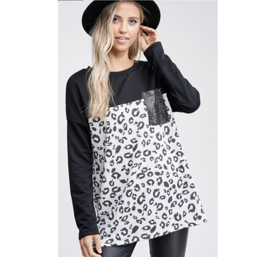 NWT Animal Print Long Sleeve Top